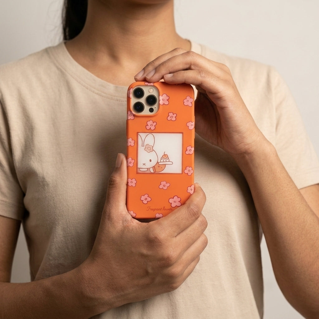 Fragrant Flowers Bunny iPhone Case — Orange Floral Edition