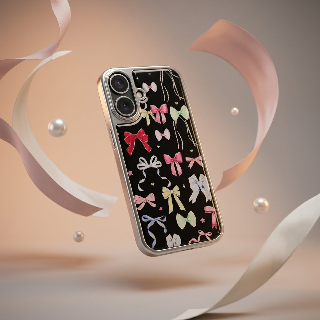 Bow Pattern iPhone Case — Coquette Dark Edition