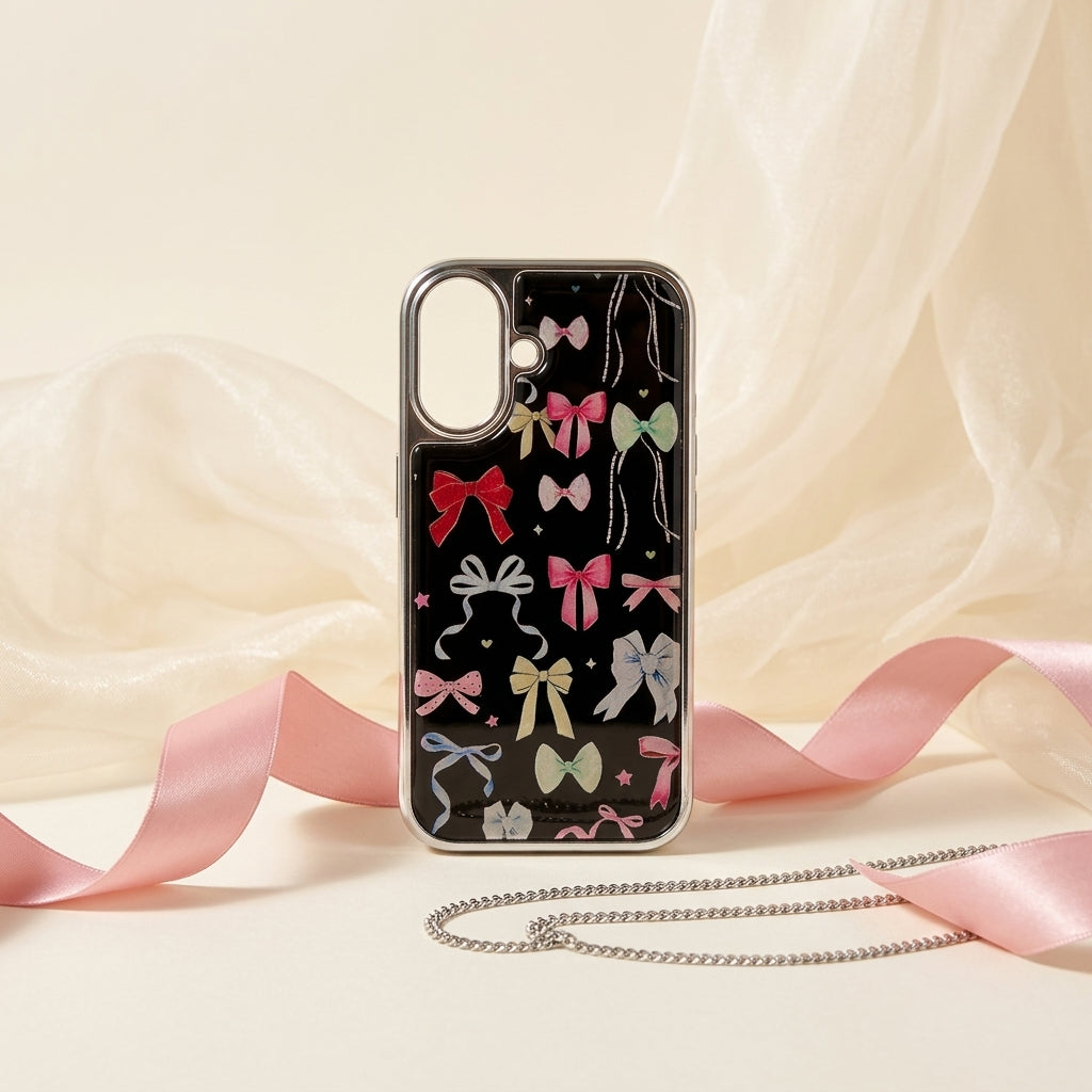 Bow Pattern iPhone Case — Coquette Dark Edition