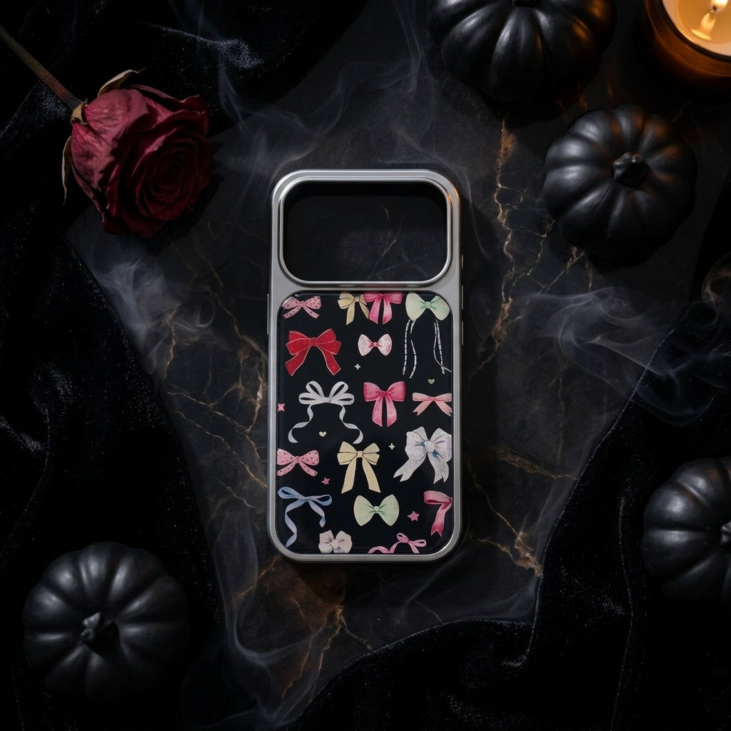 Bow Pattern iPhone Case — Coquette Dark Edition
