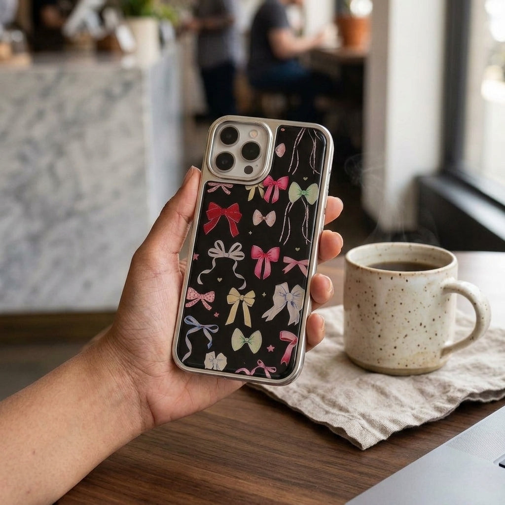 Bow Pattern iPhone Case — Coquette Dark Edition