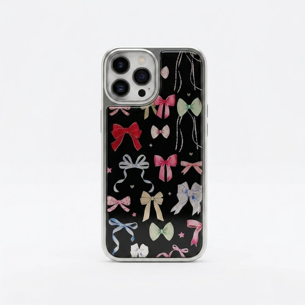 Bow Pattern iPhone Case — Coquette Dark Edition