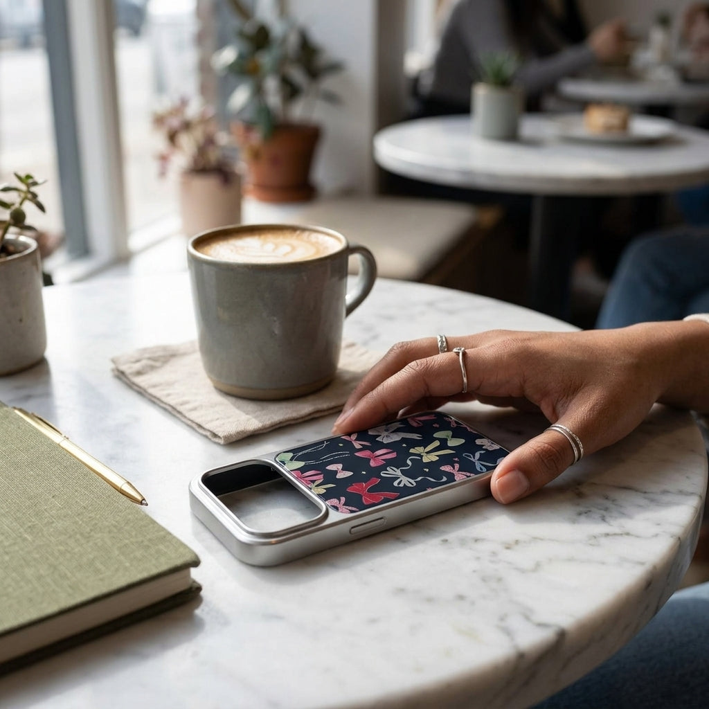 Bow Pattern iPhone Case — Coquette Dark Edition