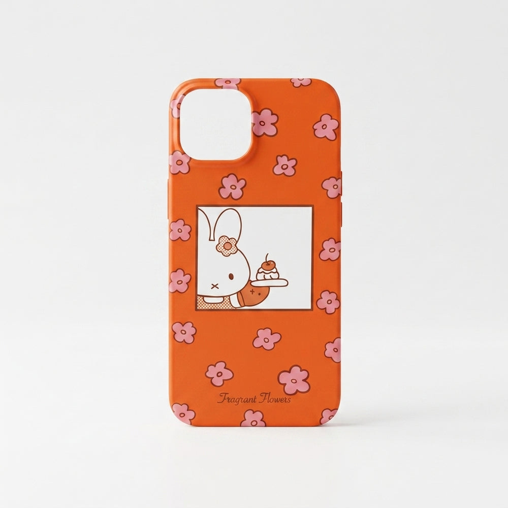 Fragrant Flowers Bunny iPhone Case floating with pink petals dreamy background