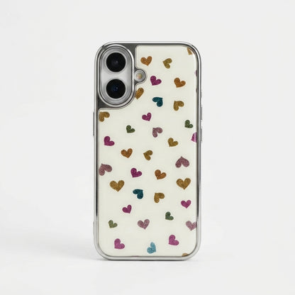 Cute Heart Print iPhone Case – Mint Back with Chrome Bumper | iPouch