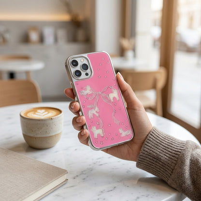 Pink Unicorn iPhone Case – Glitter Stars & Chrome Bumper | iPouch