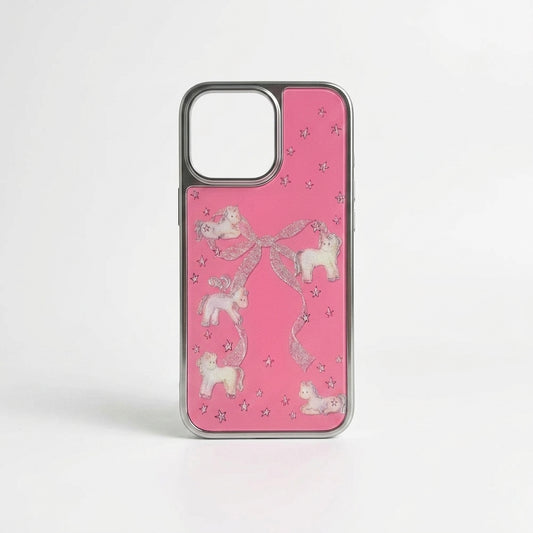 Pink Unicorn iPhone Case – Glitter Stars & Chrome Bumper | iPouch