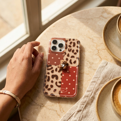 Bubble leopard polka dot iPhone case - pearl and amber floating balls editorial