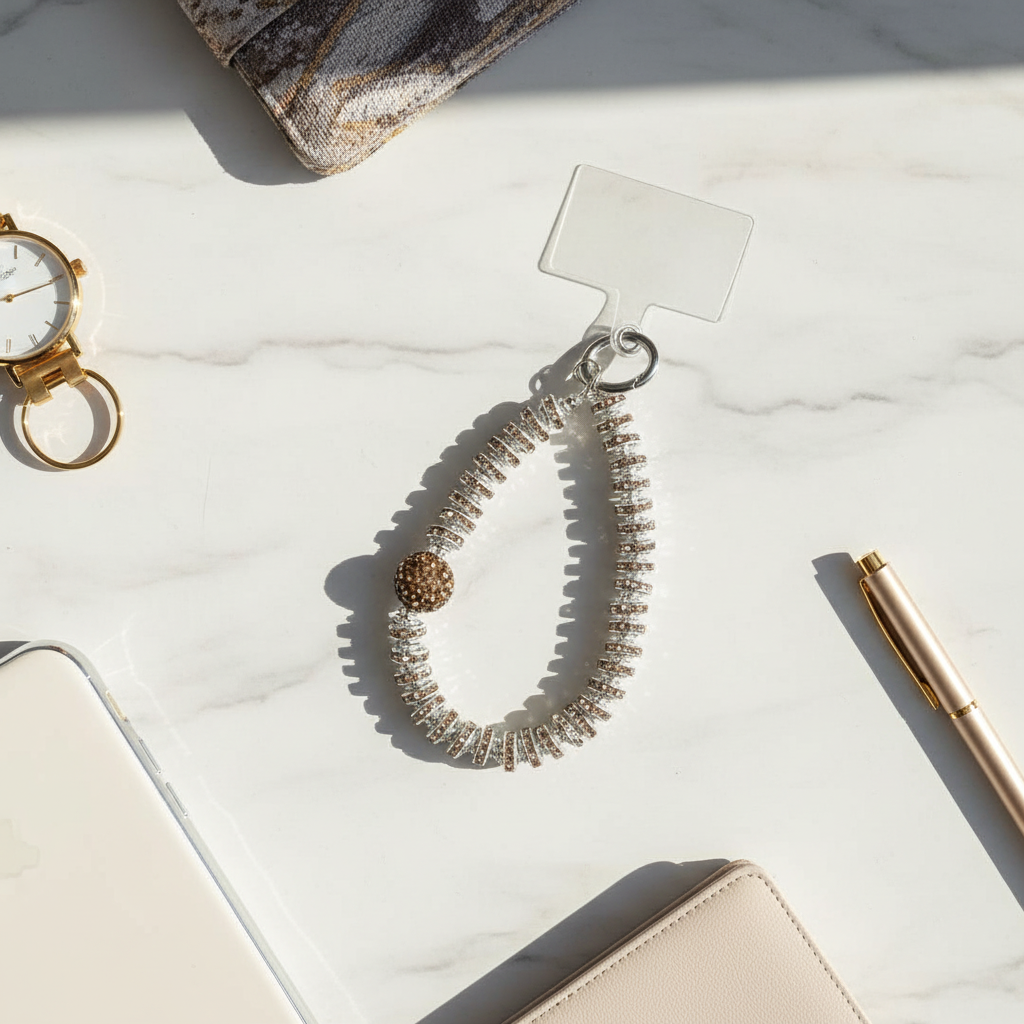 Silver Beaded Phone Charm - 2