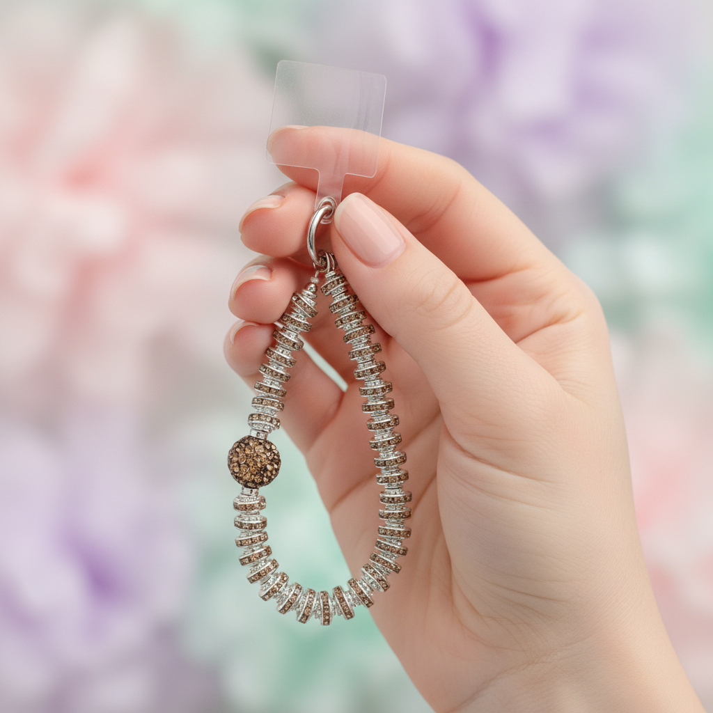 Silver Beaded Phone Charm - 5